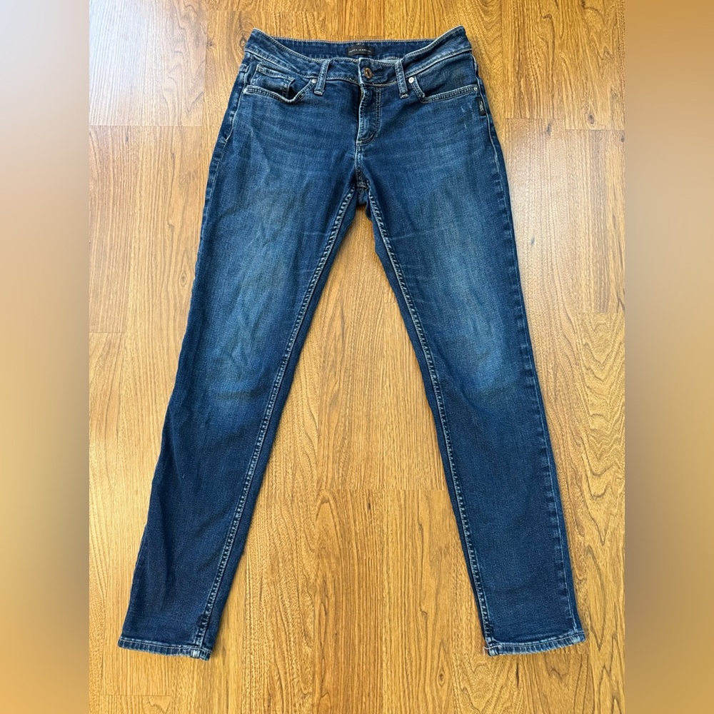Silver Jeans Women Skinny Dark Blue Stretch Denim